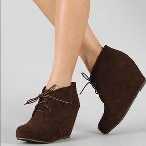 Brown Wedge Booties